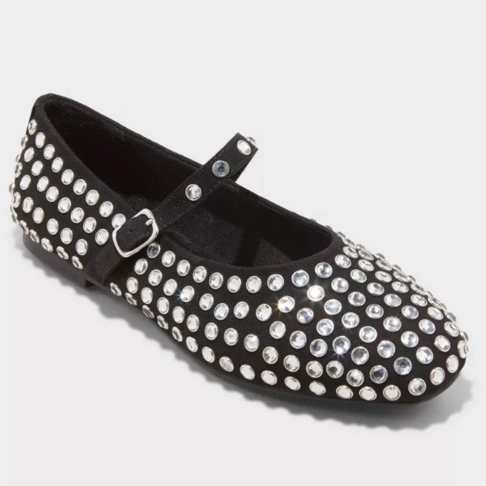 a new day Black Studded Mary Jane Flats